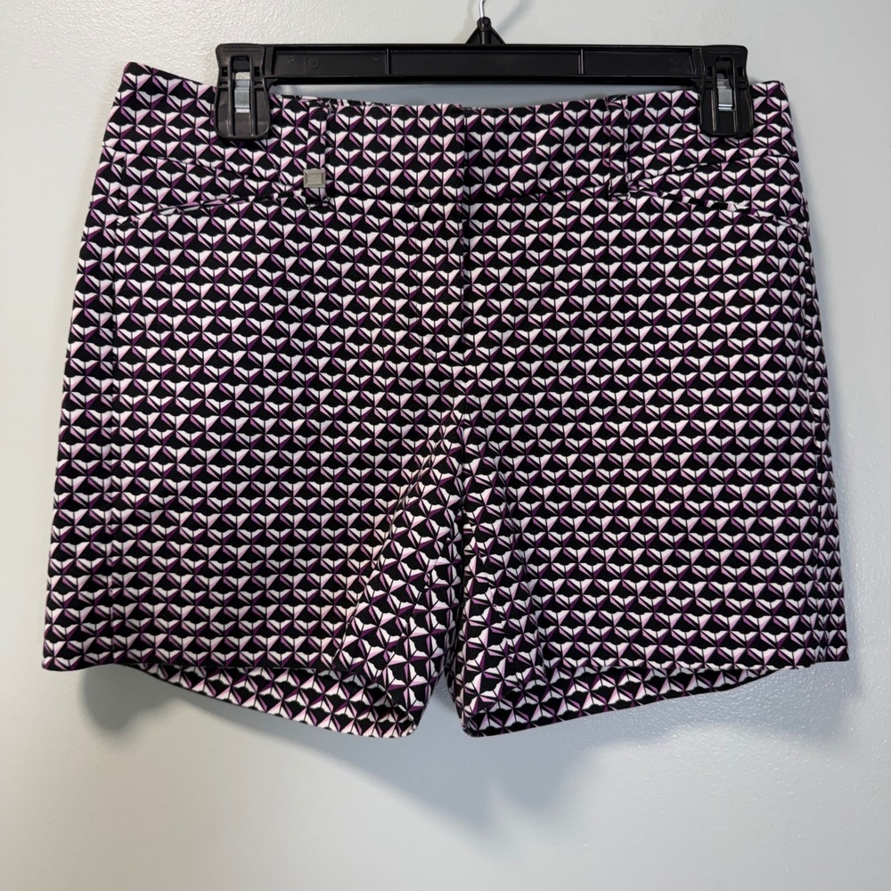 White House Black Market Geometric Shorts Black Purple White Size 0